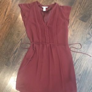 H&M Maroon Button Up Chiffon Dress Size 6